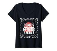Mujer Cita Divertida para el Lector de novelas gráficas de cómics Camiseta Cuello V