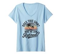 Mujer Cita Divertida para Jubilados de Retired Life Beach Sunset Camiseta Cuello V