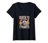 Mujer Cita divertida retro de Rabbit Death To Tyrants, vintage de los 90 Camiseta Cuello V