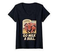 Mujer Cita Divertida si los géneros confunden Que Vas a Leche un Toro Vintage Camiseta Cuello V
