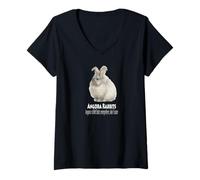 Mujer Cita Divertida sobre Pelo de Conejo de Angora en Todas Partes Camiseta Cuello V