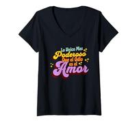 Mujer Cita Española de Amor y Paz Camiseta Cuello V