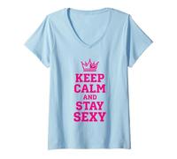 Mujer Cita gráfica de Confianza de Keep Calm and Stay Sexy Crown 2 Camiseta Cuello V