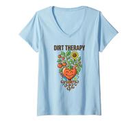 Mujer Cita Humor Jardinería Papá Vegetal Camiseta Cuello V