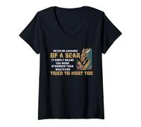 Mujer Cita inspiradora de Criatura de fantasía con Fuerza de Cicatriz de Camiseta Cuello V