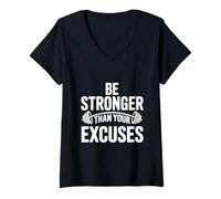 Mujer Cita Motivacional Be Stronger Than Your Excuses Camiseta Cuello V