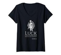 Mujer Cita Motivacional de Séneca sobre la Suerte filosofía Romana Antigua Camiseta Cuello V