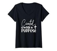 Mujer Cita Motivacional para Crecer con Propósito Camiseta Cuello V
