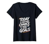 Mujer Cita Motivacional Today Is Another Chance Goals Camiseta Cuello V