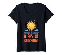 Mujer Cita Positiva de Eres un Rayo de Sol, un Sol Sonriente Camiseta Cuello V