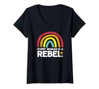 Mujer Cita Positiva de Oscar Wilde Every Woman Is A Rebel Gifts Camiseta Cuello V
