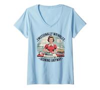 Mujer Cita retro de planchado emocionalmente arrugado de todos modos Camiseta Cuello V