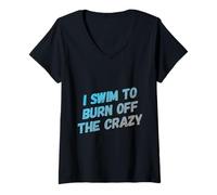 Mujer Citas de natación Traje de baño para quemar a los locos Camiseta Cuello V