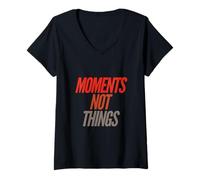 Mujer Citas Divertidas de Felicidad para Personas Felices Momentos no Cosas Camiseta Cuello V