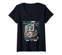 Mujer Citas divertidas de gato gato mascota gato tumbado alrededor de vacaciones Camiseta Cuello V