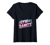 Mujer Citas Divertidas del Gimnasio para los Amantes del Gimnasio Bomba Gimnasio Divertido es Igual a Cordura Camiseta Cuello V