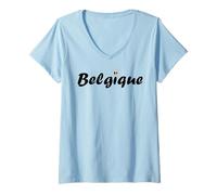 Mujer Citation Frites Drapeau belge Coeur Amour Belgique Camiseta Cuello V