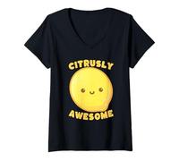 Mujer Cítrico Impresionante Lemon Pun Lindo Fruta Humor Camiseta Cuello V