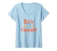 Mujer Citroën Car Lover de los 70 con Corazones Hippie Retro de 2 CV Camiseta Cuello V