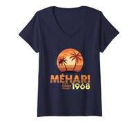 Mujer Citroën Méhari Coche Retro 1968 Atardecer Playa Camiseta Cuello V