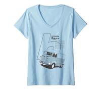 Mujer Citroën Tipo H Retro Francés Van Vista Frontal Promoción Camiseta Cuello V