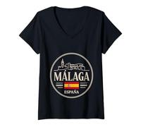 Mujer City Travel España Málaga España Explorar Cultura Camiseta Cuello V
