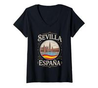Mujer City Travel España Sevilla España Aventura Camiseta Cuello V