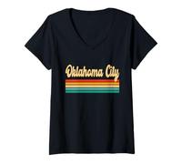 Mujer Ciudad de Oklahoma City, Estados Unidos, retro, vintage Camiseta Cuello V