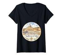 Mujer Ciudad del Vaticano Roma Italia Papa Cardenales Camiseta Cuello V