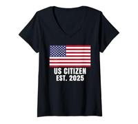 Mujer Ciudadanía Estadounidense EST. 2025 Camiseta Cuello V