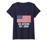 Mujer Ciudadano Estadounidense EST. 2026 Ciudadanía Camiseta Cuello V