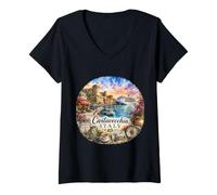 Mujer Civitavecchia, Italia, Puerta de Entrada a Roma, Destino de cruceros Camiseta Cuello V