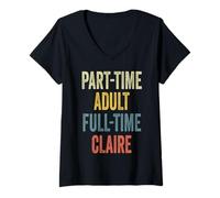 Mujer Claire Personalized Retro Girls Part-Time Claire Name Camiseta Cuello V