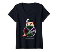 Mujer Clan Morrison Apellido Escudo de Armas de tartán escocés Camiseta Cuello V