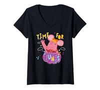 Mujer Clangers Tiny Clanger Time For Tunes Music Retro Camiseta Cuello V