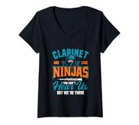 Mujer Clarinete Are Like Ninjas You Can´t Hear Us But We´re There Camiseta Cuello V
