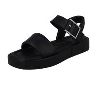 Mujer Clarks Punta Cuadrada Cuero Forma Plana Cuña Hebilla Sandalias - Alda Tira