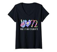 Mujer Clase de 1972 50th Class Reunion Tie Dye Senior Graduación Camiseta Cuello V