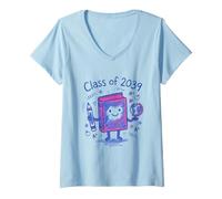 Mujer Clase de 2039 Kindergarten Line Art Pre-k Grow with Me Camiseta Cuello V