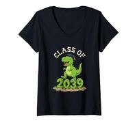Mujer Clase de 2039 Pre-k de jardín de Infantes Grow with Me Dinosaur Camiseta Cuello V