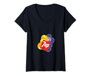 Mujer Clásico 7UP Pop Art Style Sun & Stars Graphic PAPL1890 Camiseta Cuello V