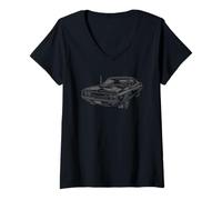 Mujer Clásico American Muscle Car Retro Vintage 60s 70s Car Lover Camiseta Cuello V