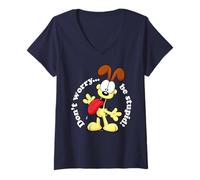 Mujer Clásico de Dibujos Animados de los 80 y 90 de Garfield Odie Ignorance Carefree Dog Camiseta Cuello V