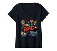 Mujer Clásico Retroceso Totally RAD Vintage 80's Old School Party Camiseta Cuello V