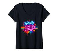 Mujer Clásico Vintage Totally 80s Retro Fun 80's Party Throwback Camiseta Cuello V