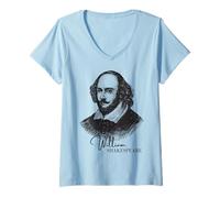 Mujer Clásico William Shakespeare Retrato Literario Fans Maestros Camiseta Cuello V
