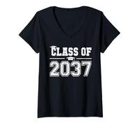 Mujer Class of 2037 Grow With Me Graduation First Day of School Camiseta Cuello V