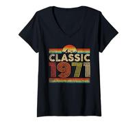 Mujer Classic 1971 Vintage Year 1971 Classic Birthday Men Women Camiseta Cuello V