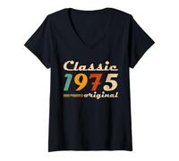 Mujer Classic 1975 Original Men Women Birth of Birthday Vintage Camiseta Cuello V