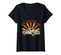 Mujer Classic Pickup Truck Off Road Vintage Automotive Entusiasta Camiseta Cuello V